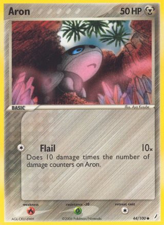 Aron 44/100 Common Holo Stamped Pokemon Card (EX Crystal Guardians)