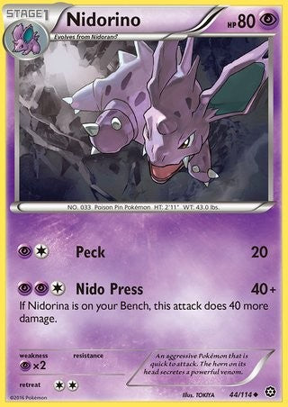 Nidorino 44/114 Uncommon Pokemon Card (XY Steam Siege)