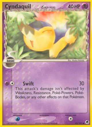 Cyndaquil d 45/101 Common Pokemon Card (EX Dragon Frontier)