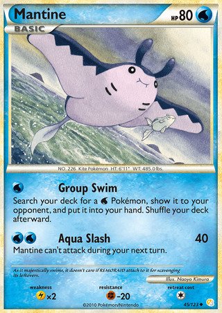 Mantine 45/123 Uncommon Pokemon Card (HeartGold & SoulSilver)