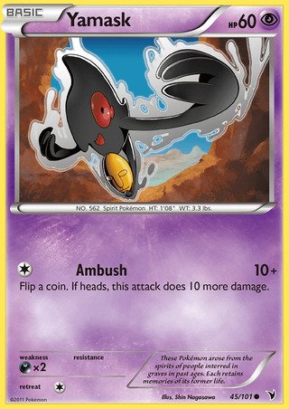 Yamask 45/101 Common Pokemon Card (Noble Victories)