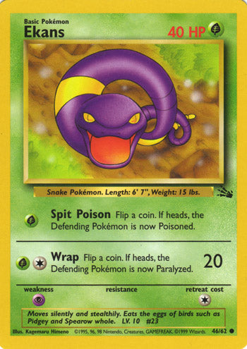 Ekans 46/62 Common Pokemon Card (Fossil Set)