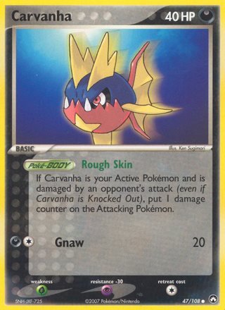 Carvanha 47/108 Common Pokemon Card (EX Power Keepers)