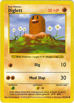Diglett 47/102 Common Pokemon Card (Base Set)