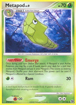 Metapod 47/106 Uncommon Pokemon Card (Great Encounters)