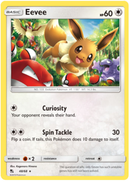 Eevee 48/68 Rare Holo Pokemon Card (Hidden Fates)