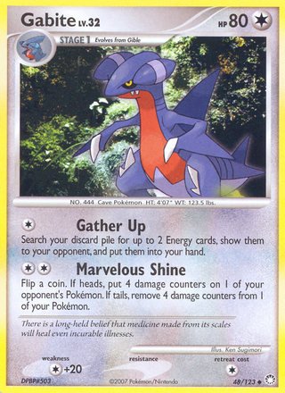 Gabite 48/123 Uncommon Reverse Holo Pokemon Card (Mysterious Treasures)