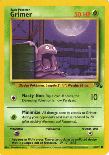 Grimer 48/62 Common Pokemon Card (Fossil Set)