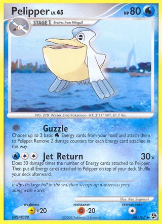 Pelipper 48/106 Uncommon Reverse Holo Pokemon Card (Great Encounters)