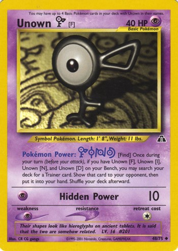 Unown F 48/75 Uncommon Pokemon Card (Neo Discovery)