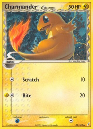 Charmander d 49/100 Common Pokemon Card (EX Crystal Guardians)