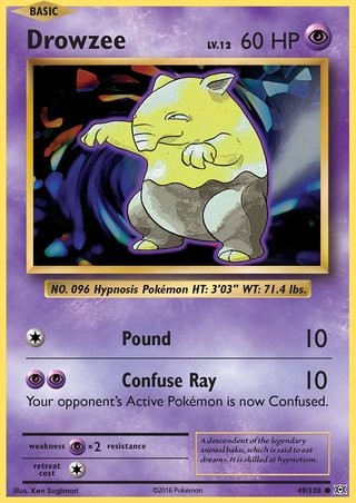 Drowzee 49/108 Common Reverse Holo Pokemon Card (XY Evolutions)