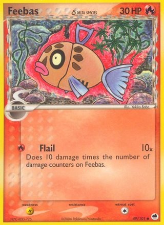 Feebas d 49/101 Common Pokemon Card (EX Dragon Frontier)