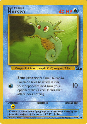 Horsea 49/62 Common Pokemon Card (Fossil Set)