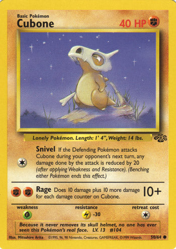 Cubone 50/64 Common Pokemon Card (Jungle Set)