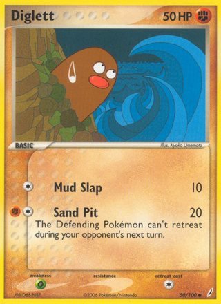 Diglett 50/100 Common Holo Stamped Pokemon Card (EX Crystal Guardians)