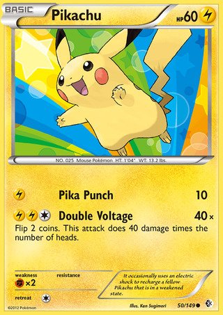 Pikachu 50/149 Common Pokemon Card (Boundaries Crossed)