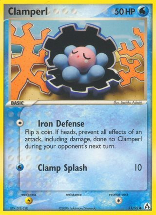 Clamperl 51/92 Common Holo Stamped Pokemon Card (EX Legend Maker)