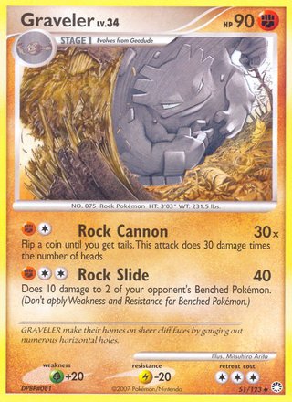 Graveler 51/123 Uncommon Pokemon Card (Mysterious Treasures)
