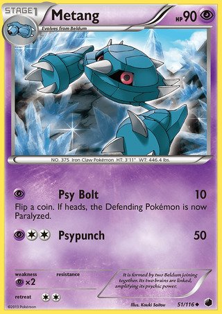 Metang 51/116 Uncommon Pokemon Card (Plasma Freeze)