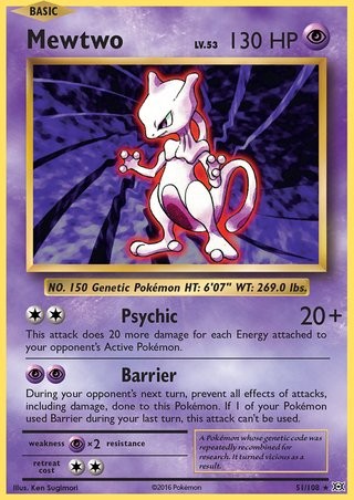 Mewtwo 51/108 Rare Holo Pokemon Card (XY Evolutions)