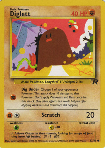 Diglett 52/82 Common Pokemon Card (Team Rocket)
