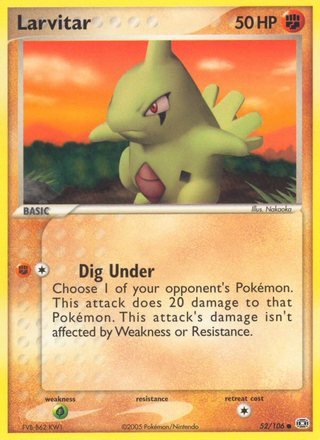 Larvitar 52/106 Common Pokemon Card (EX Emerald)