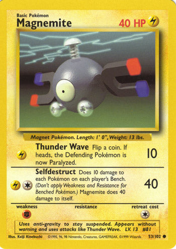 Magnemite 53/102 Common Pokemon Card (Base Set)