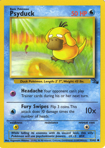 Psyduck 53/62 Common Pokemon Card (Fossil Set)