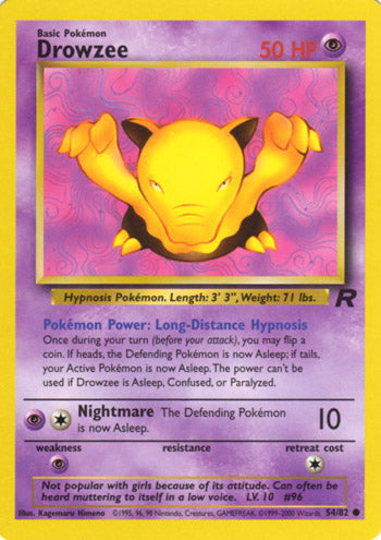 Drowzee 54/82 Common Pokemon Card (Team Rocket)