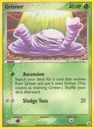 Grimer 54/92 Common Holo Stamped Pokemon Card (EX Legend Maker)