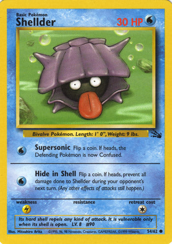 Shellder 54/62 Common Pokemon Card (Fossil Set)