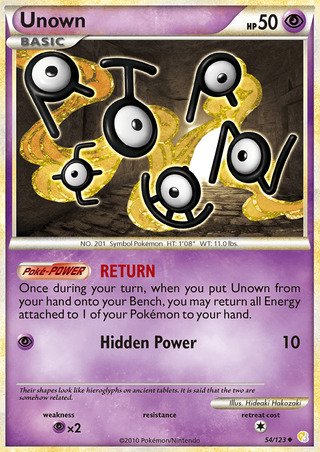 Unown 54/123 Uncommon Pokemon Card (HeartGold & SoulSilver)