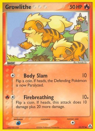 Growlithe 55/92 Common Pokemon Card (EX Legend Maker)
