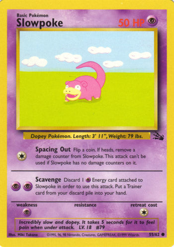 Slowpoke 55/62 Common Pokemon Card (Fossil Set)
