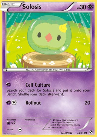 Solosis 55/114 Common Pokemon Card (Black & White)