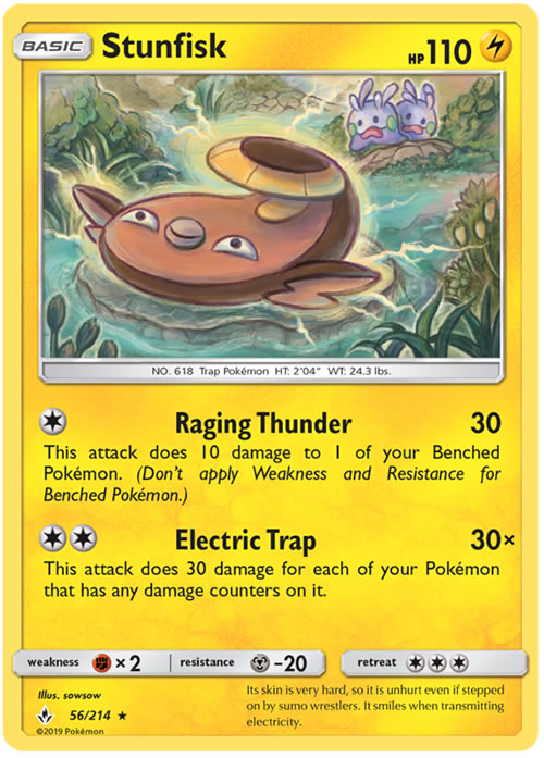 Stunfisk 56/214 Rare Pokemon Card (Unbroken Bonds)