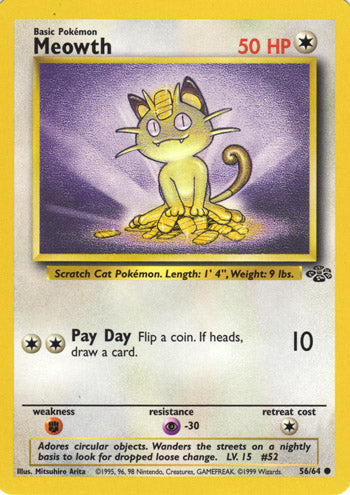Meowth 56/64 Common Pokemon Card (Jungle Set)
