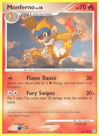 Monferno 56/130 Uncommon Reverse Holo Pokemon Card (Diamond & Pearl)
