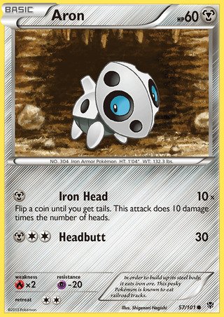 Aron 57/101 Common Reverse Holo Pokemon Card (Plasma Blast)