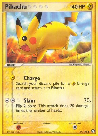 Pikachu 57/108 Common Pokemon Card (EX Power Keepers)