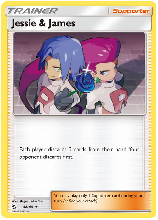 Jessie & James 58/68 Rare Holo Pokemon Card (Hidden Fates)