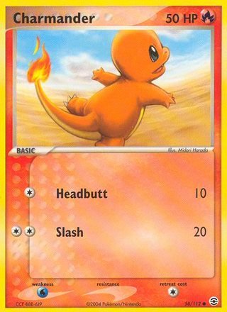 Charmander 58/112 Common Pokemon Card (EX FireRed & LeafGreen)