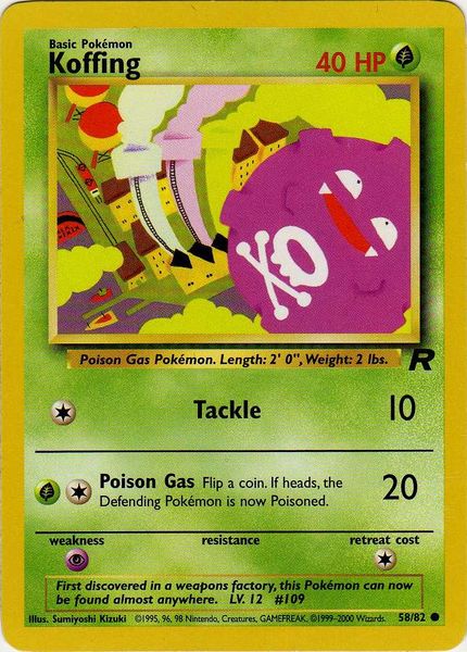 Koffing 58/82 Common Pokemon Card (Team Rocket)