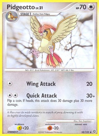 Pidgeotto 58/132 Uncommon Pokemon Card (Secret Wonders)