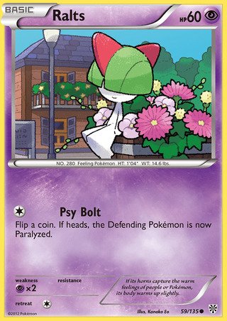 Ralts 59/135 Common Reverse Holo Pokemon Card (Plasma Storm)