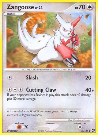 Zangoose 59/106 Uncommon Pokemon Card (Great Encounters)