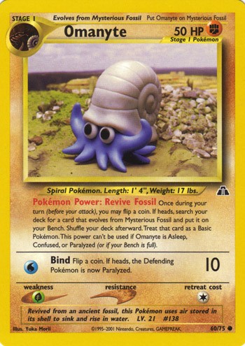 Omanyte 60/75 Common Pokemon Card (Neo Discovery)