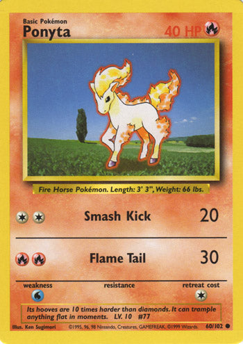 Ponyta 60/102 Common Pokemon Card (Base Set)