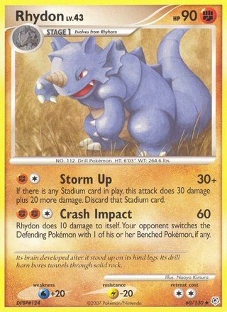 Rhydon 60/130 Uncommon Reverse Holo Pokemon Card (Diamond & Pearl)